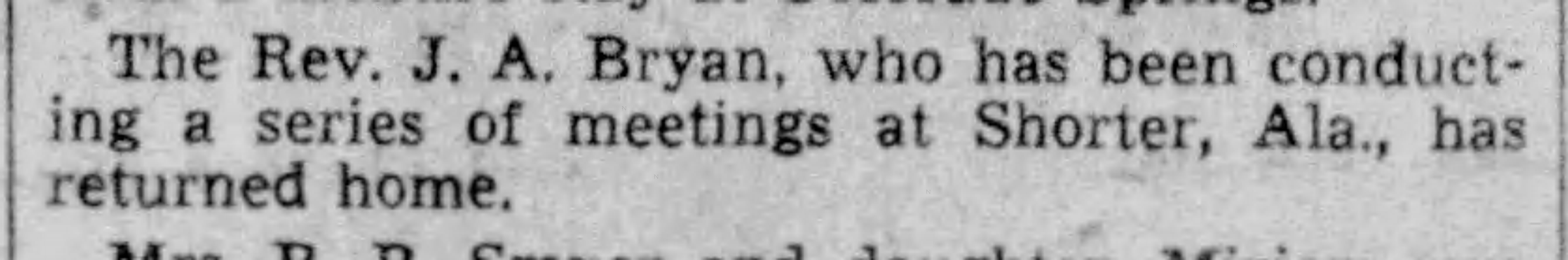 Series of Meetings in Shorter, AL